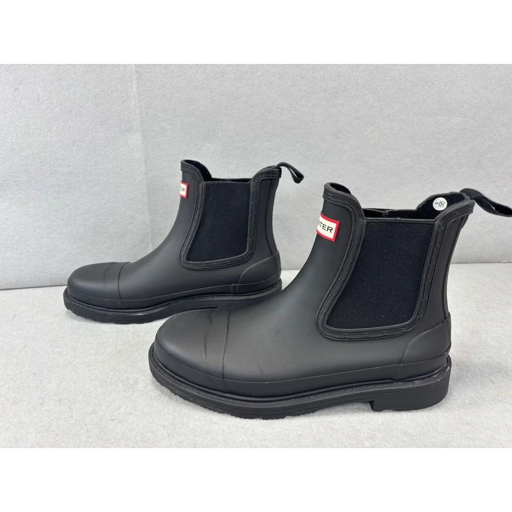 Hunter Commando Chelsea Boots‎ Black Women's Size 7 M Pull On waterproof - Picture 5 of 8